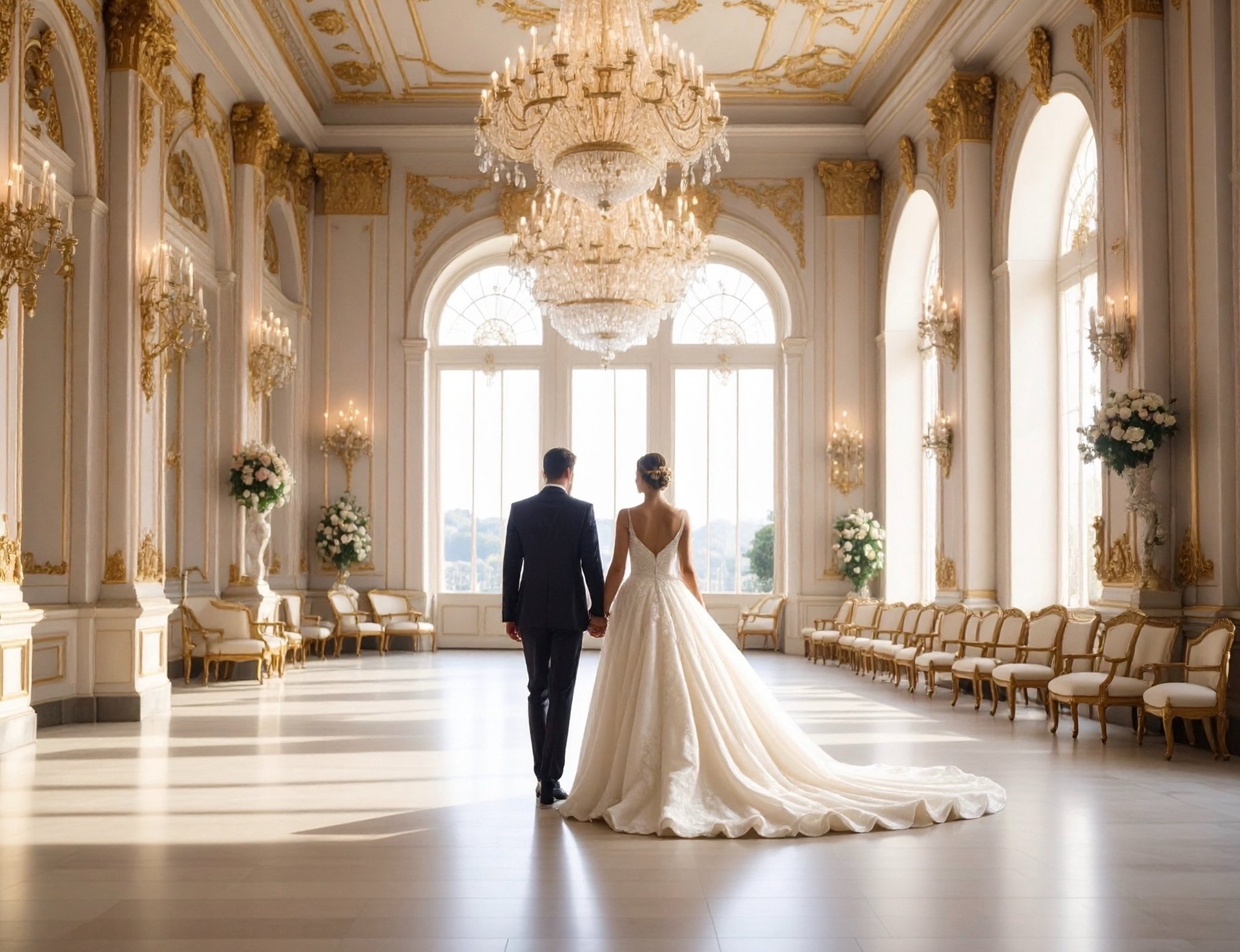 Bride and groom in elegant venue — Las Vegas Weddings LVWC.com since 1998