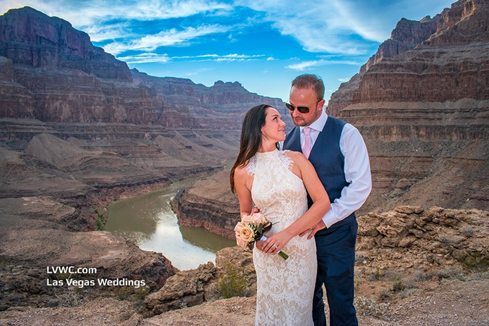 Colorado River at bottom of Grand Canyon helicopter wedding landing site