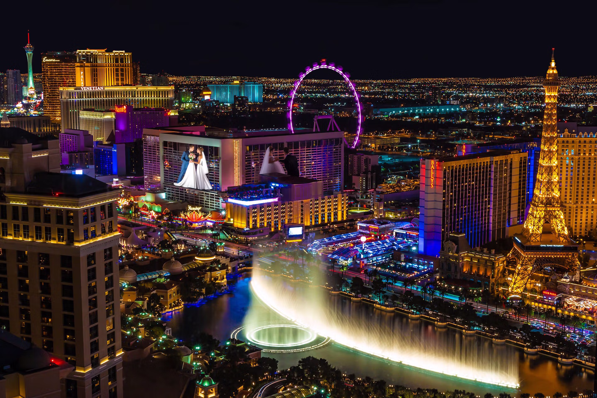 Aerial view of the Las Vegas Strip resort corridor