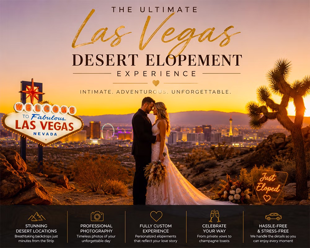 Couple at ultimate desert elopement ceremony — Las Vegas desert wedding by LVWC.com