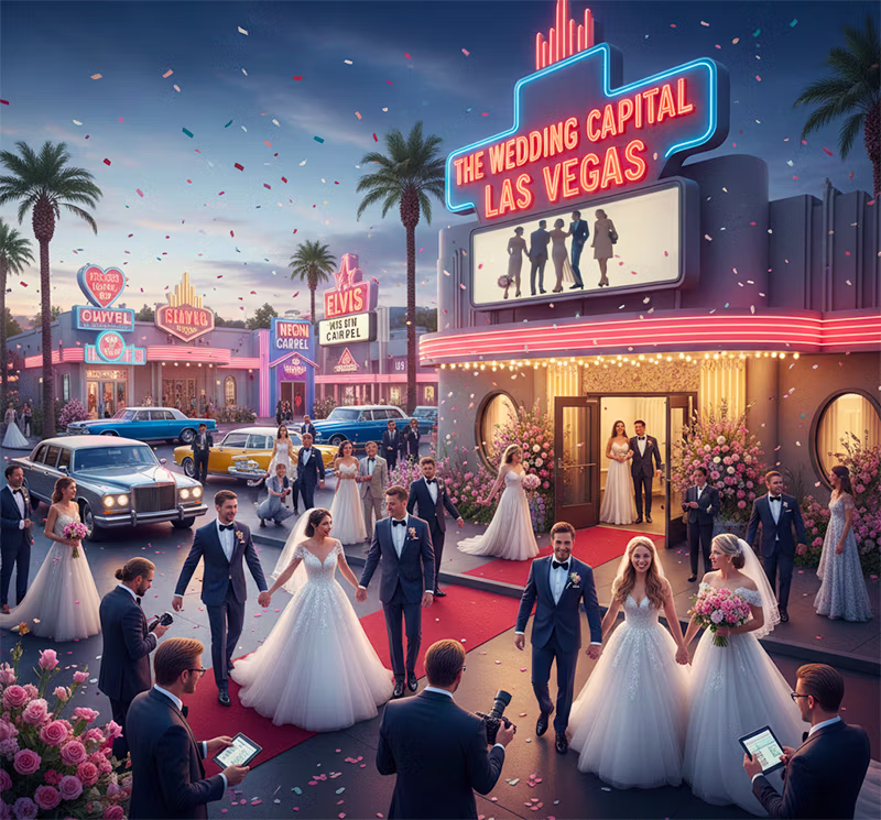 Couple getting married in Las Vegas desert — ultimate guide to Las Vegas weddings