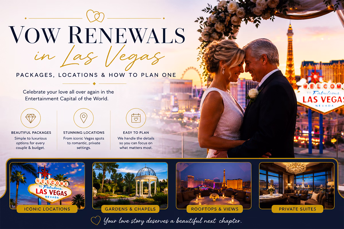 Couple renewing their vows in the Las Vegas desert — LVWC.com vow renewal guide